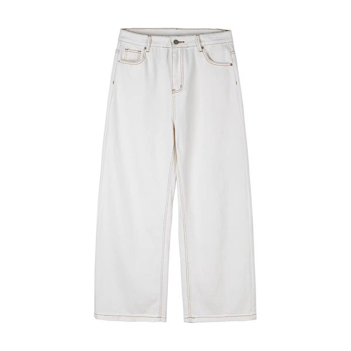 Damen Weite High-Waist Culotte-Jeans mit sichtbaren Kontrastnähten Drune