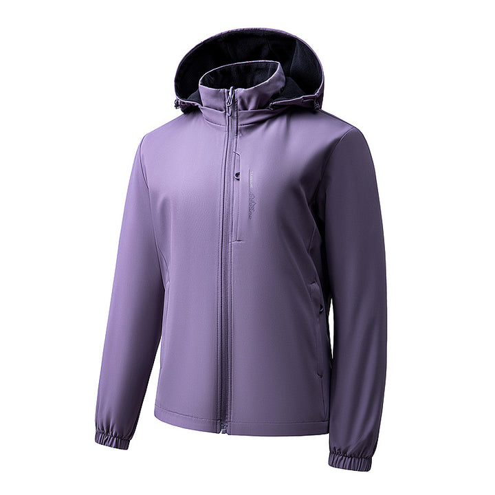Damen Leichte wasserdichte Softshelljacke mit Kapuze und Brust-Reißverschlusstasche Drune
