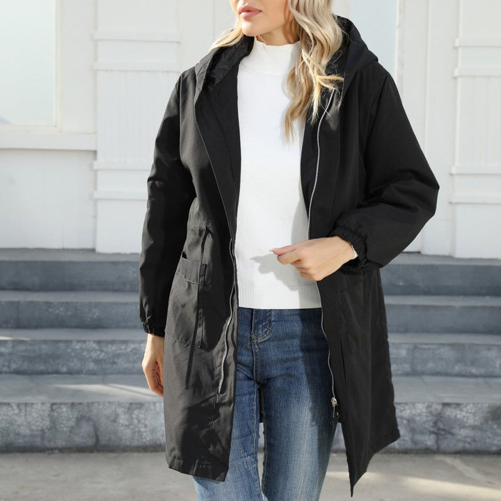 Damen Kapuzen-Midiparka mit Tunnelzug, Reißverschluss & elastischen Bündchen Drune