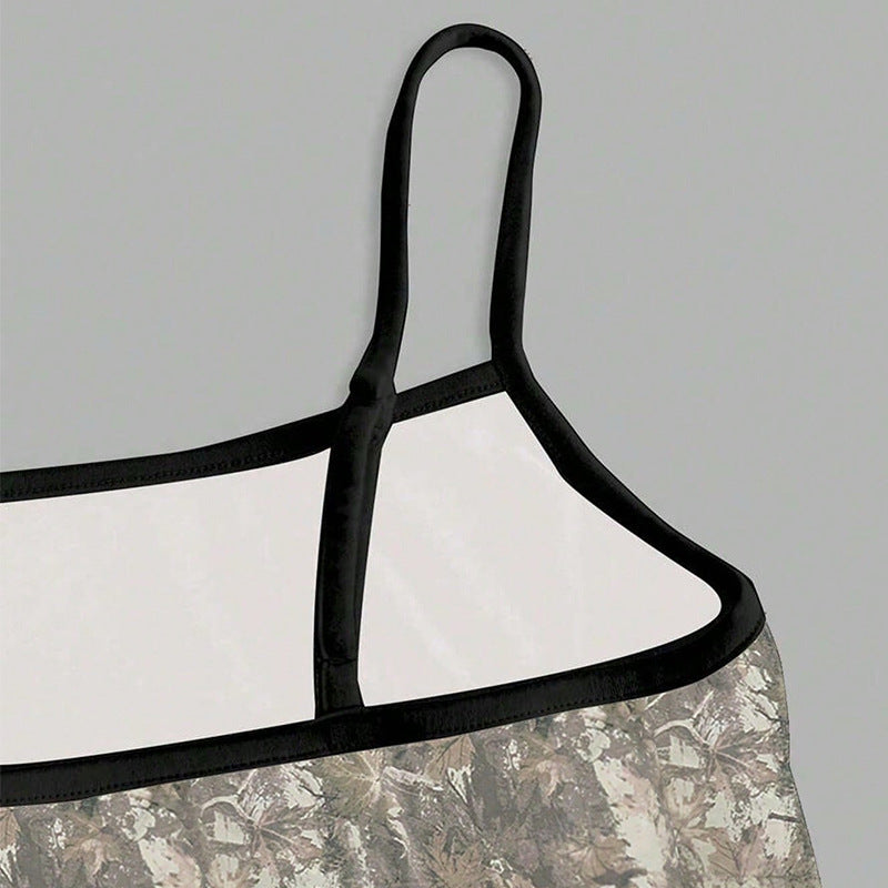 Damen ärmelloses Top mit floralem Druck und verstellbaren Spaghetti-Trägern Drune