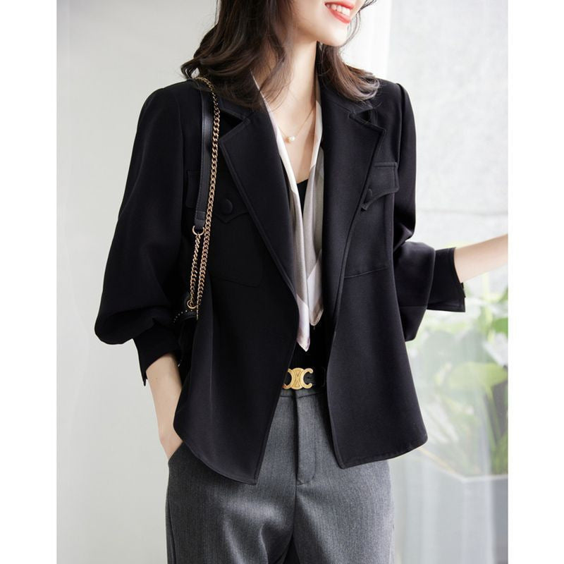 Damen Modischer Blazer mit strukturierten Puffärmeln Drune