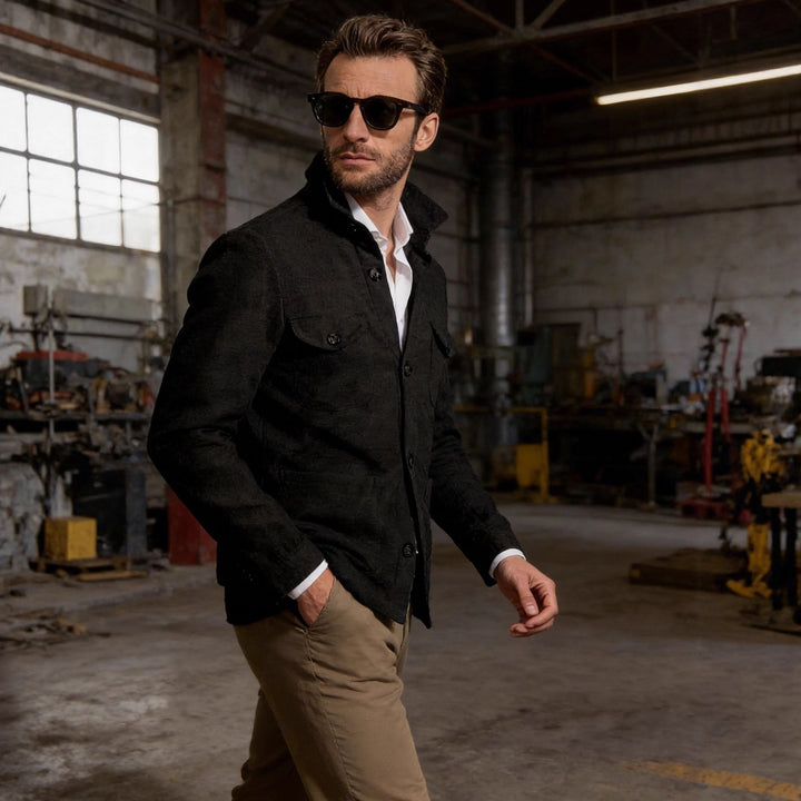 Herren Leichte Fieldjacke aus Baumwoll-Leinen mit Pattentaschen Drune
