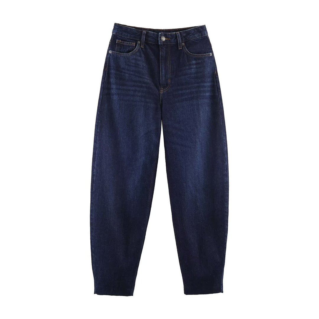 Damen High-Waist Balloon-Jeans mit weitem Oberschenkel und zulaufendem Saum Drune