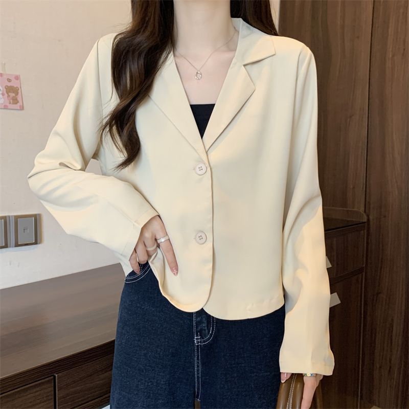 Damen modische Kurzjacke mit eleganter Knopf-Ausschnitt Drune