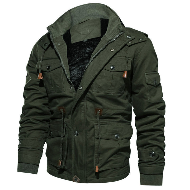 Herren Gefütterte Canvas-Utility-Parka mit Teddyfleece-Innenfutter und Mehrfachtaschen Drune