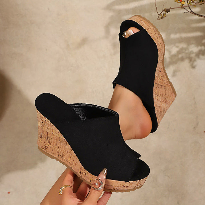 Damen Wedge-Pantoletten mit elegantem Korkdetail Drune