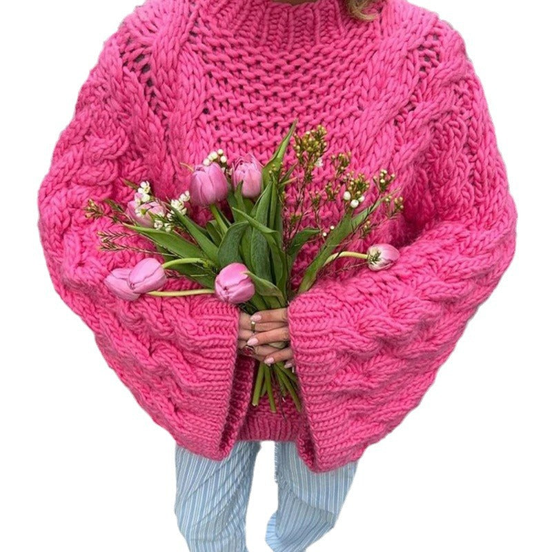 Damen Grobstrickpullover mit übergroßen Ärmeln Drune