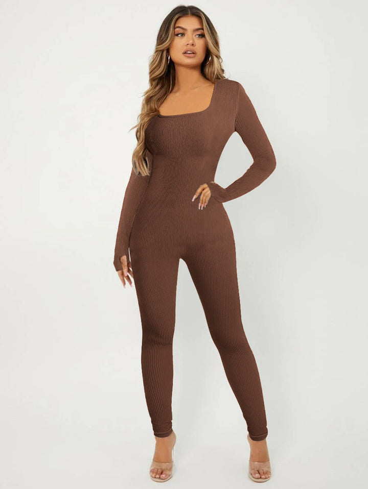 Damen Langarm Jumpsuit im eleganten Rippenmuster Drune