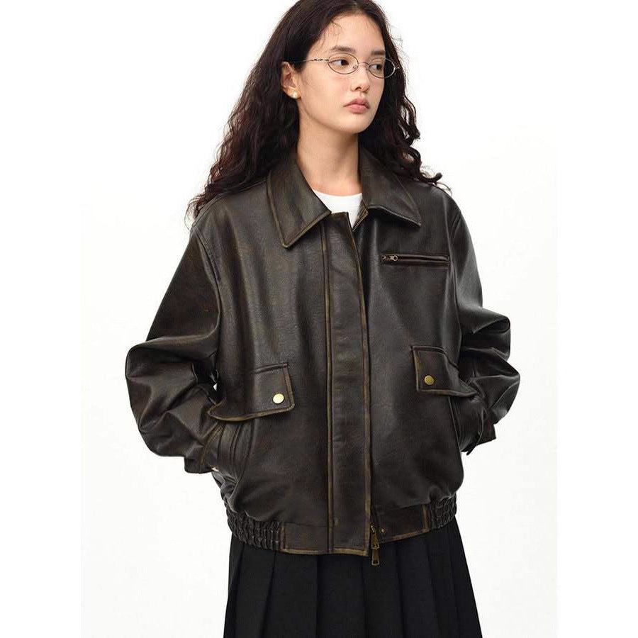 Damen lässige Lederjacke Drune