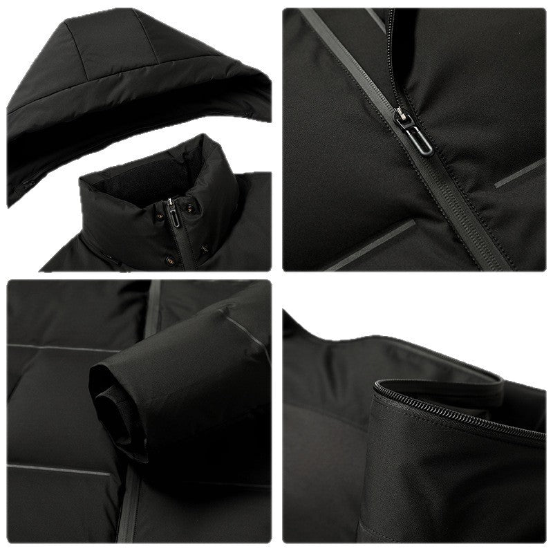 Herren Daunenjacke mit abnehmbarem Kapuzenkragen und wasserabweisender Oberfläche Drune