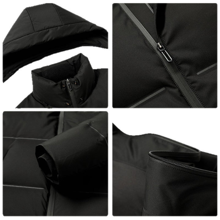 Herren Daunenjacke mit abnehmbarem Kapuzenkragen und wasserabweisender Oberfläche Drune