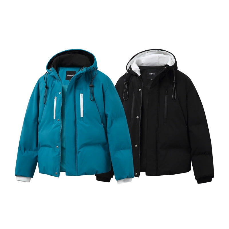 Unisex Kastige wattierte Kapuzenjacke mit Thermoisolierung, wasserabweisenden Reißverschlüssen und Tunnelzug Drune