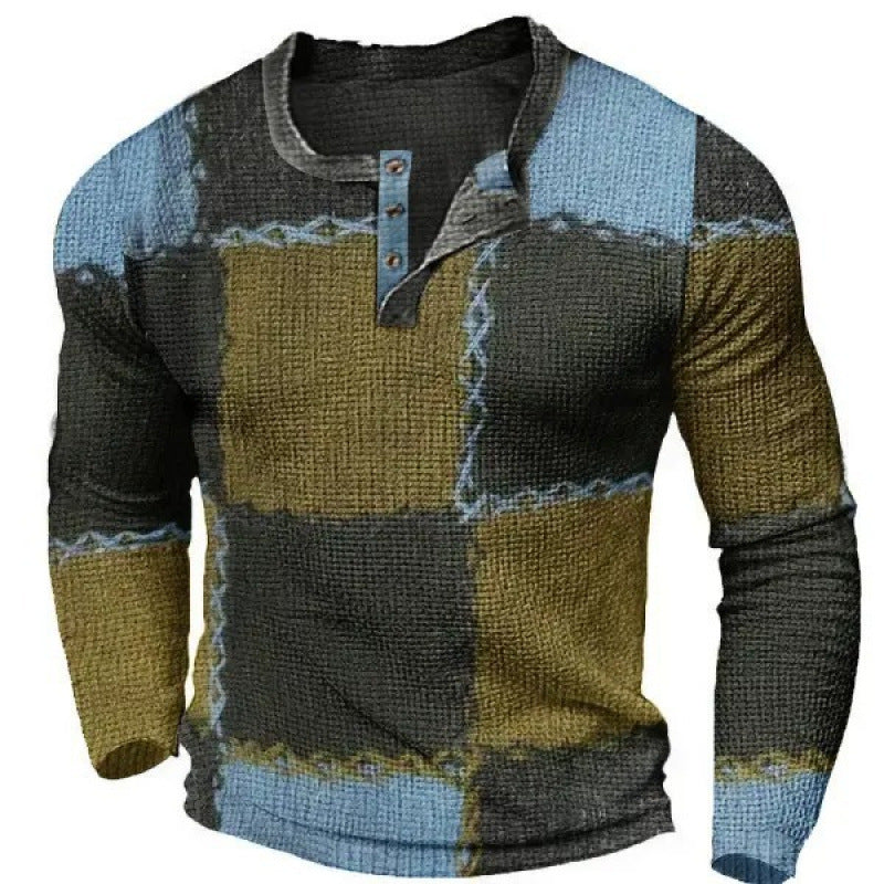 Herren Sportliches Langarmshirt mit Knopfleiste Drune