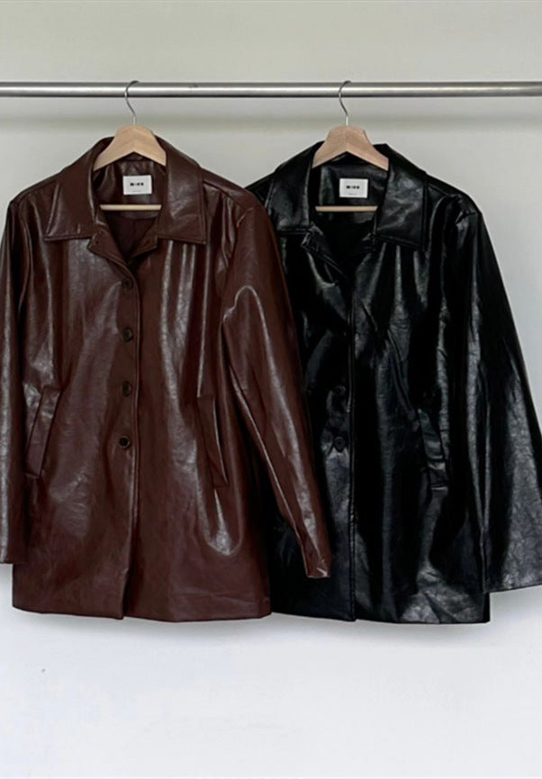 Damen lässige und stylische Kunstlederjacke Drune