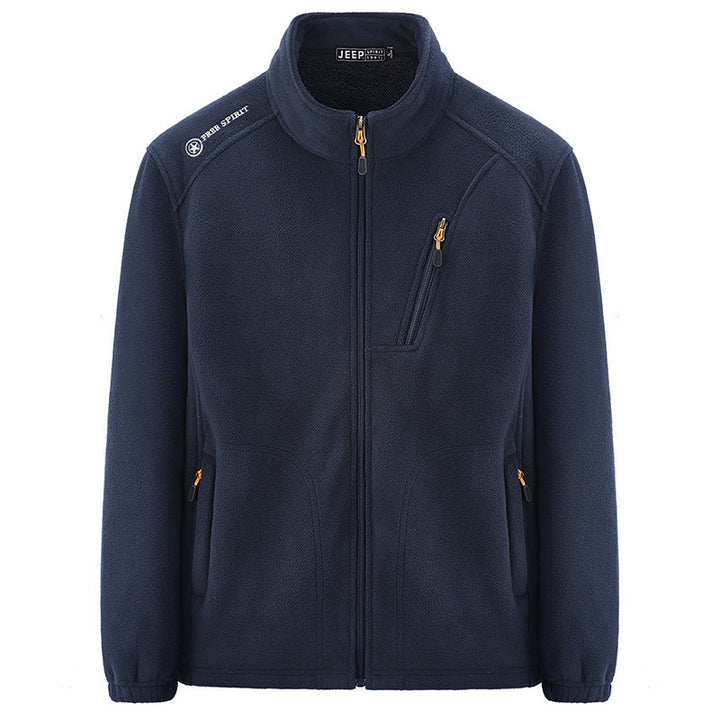 Herren Thermo‑Fleecejacke mit Sherpa‑Innenfutter, Stehkragen und Reißverschlusstaschen Drune