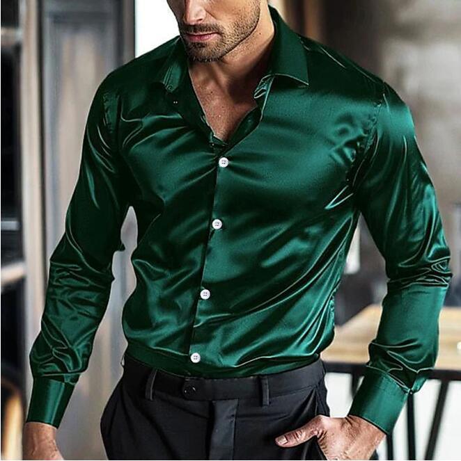 Herren elegante Langarm-Hemd mit komfortablem Schnitt und glänzendem Finish Drune