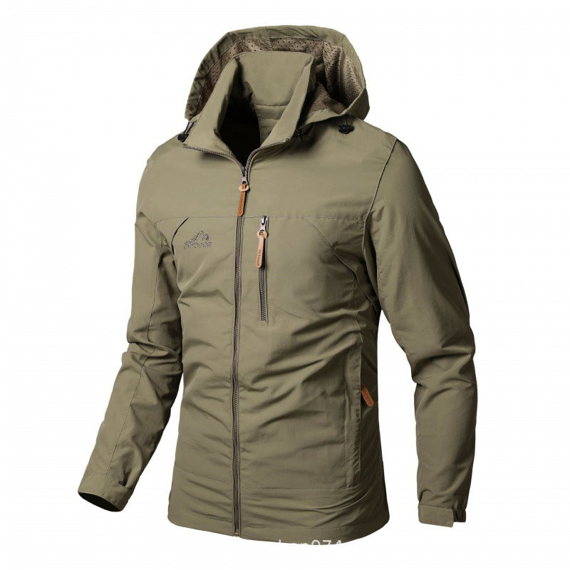 Herren nan leichte wasserabweisende Softshelljacke mit Kapuze und Sicherheitsreißverschluss Drune