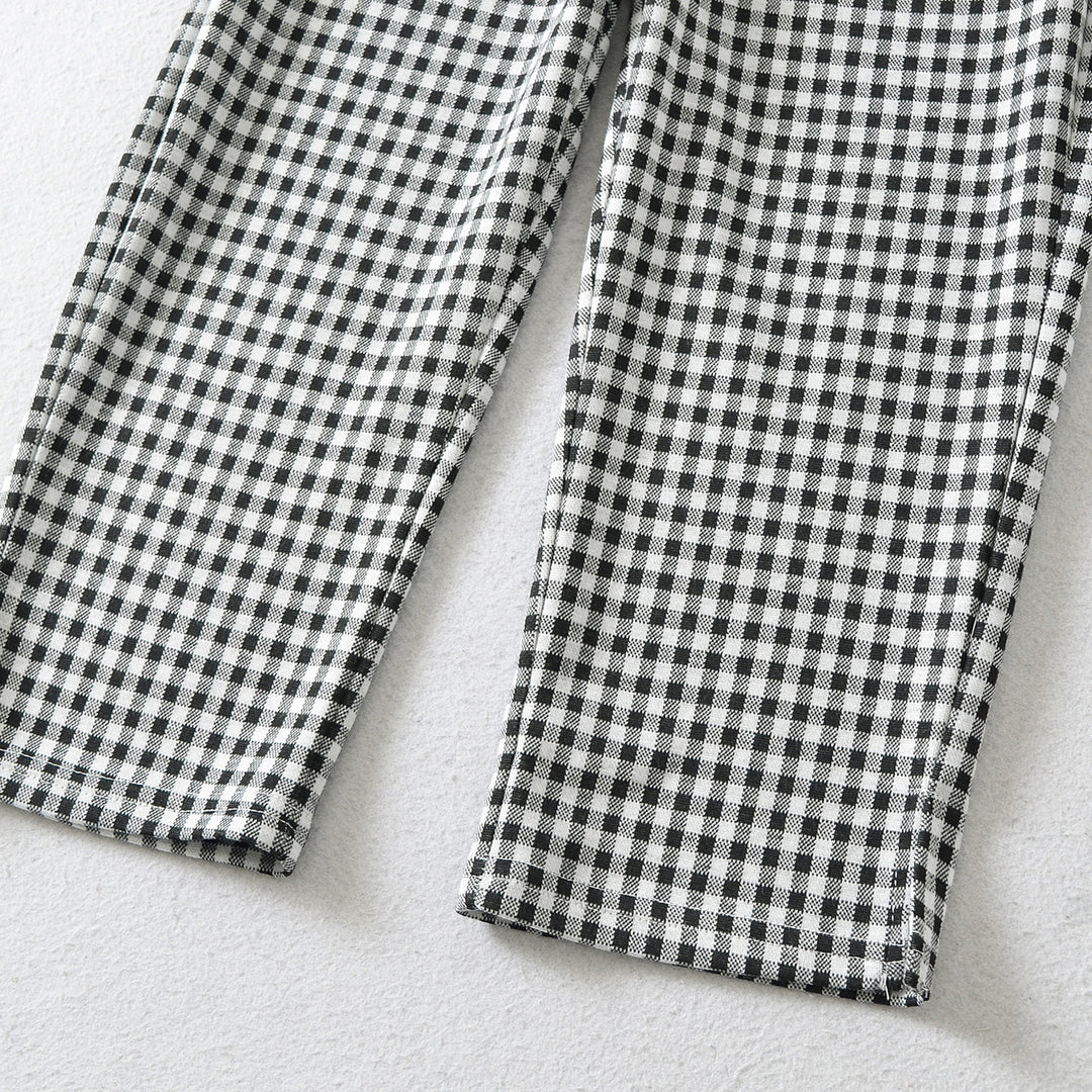 Damen Hochtaillierte Slim-Fit Hose mit Vichy-Karo und elastischem Bund Drune