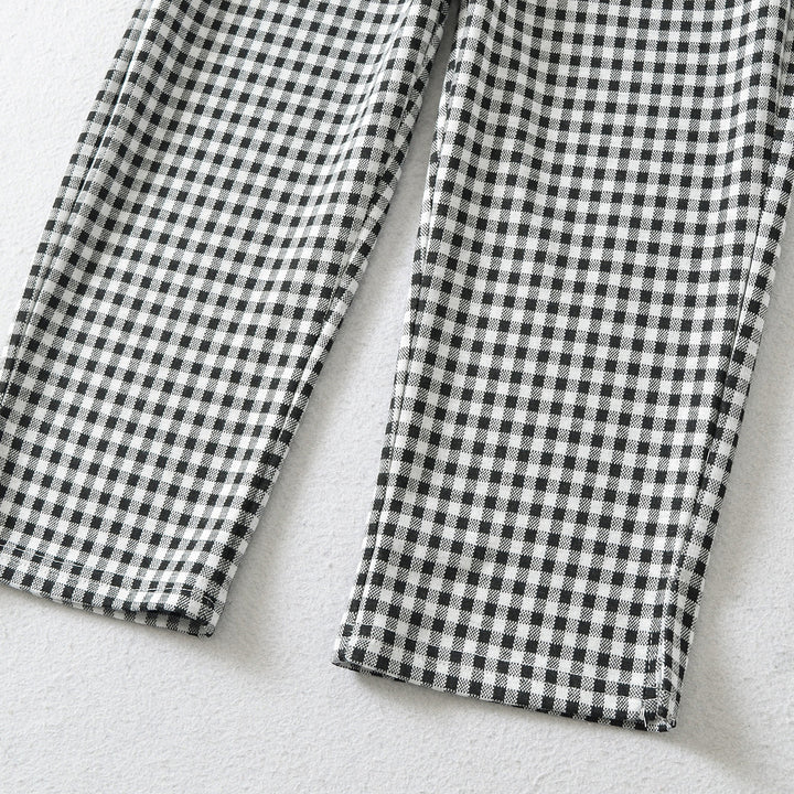 Damen Hochtaillierte Slim-Fit Hose mit Vichy-Karo und elastischem Bund Drune