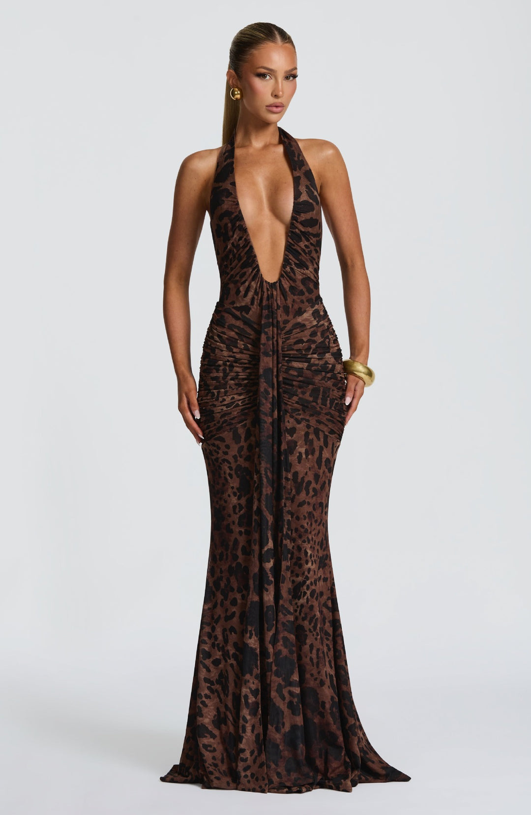Damen Elegantes Kleid mit tiefem V-Ausschnitt und figurbetontem Schnitt Drune