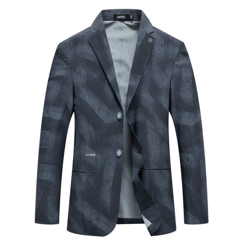 Herren Slim-Fit Einreihiges Sakko mit dezentem Jacquard-Logoallover und ungefütterter Konstruktion Drune