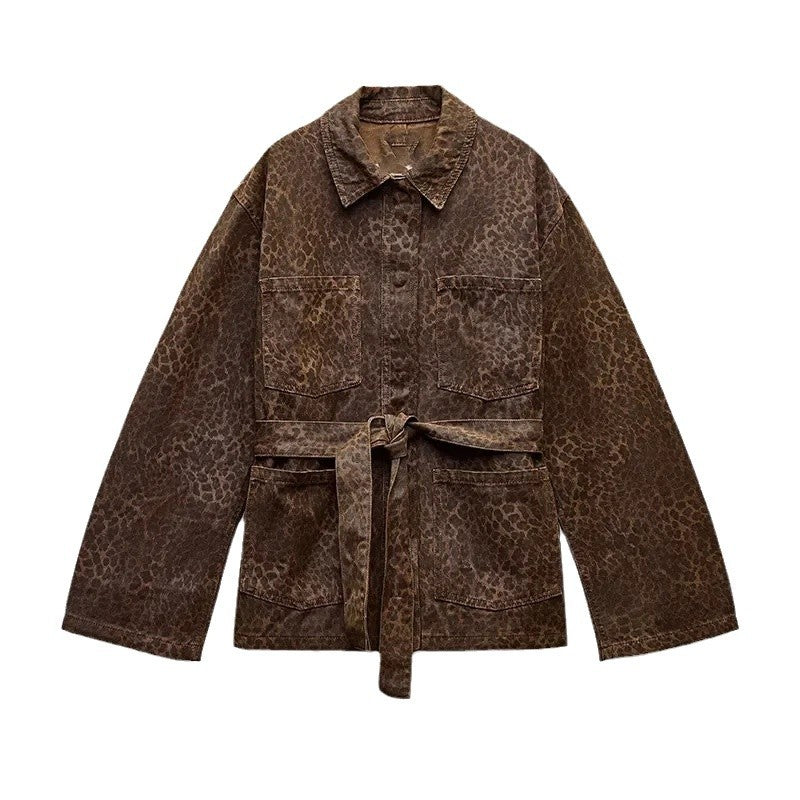 Damen Modische Jacke mit Tiermuster Drune