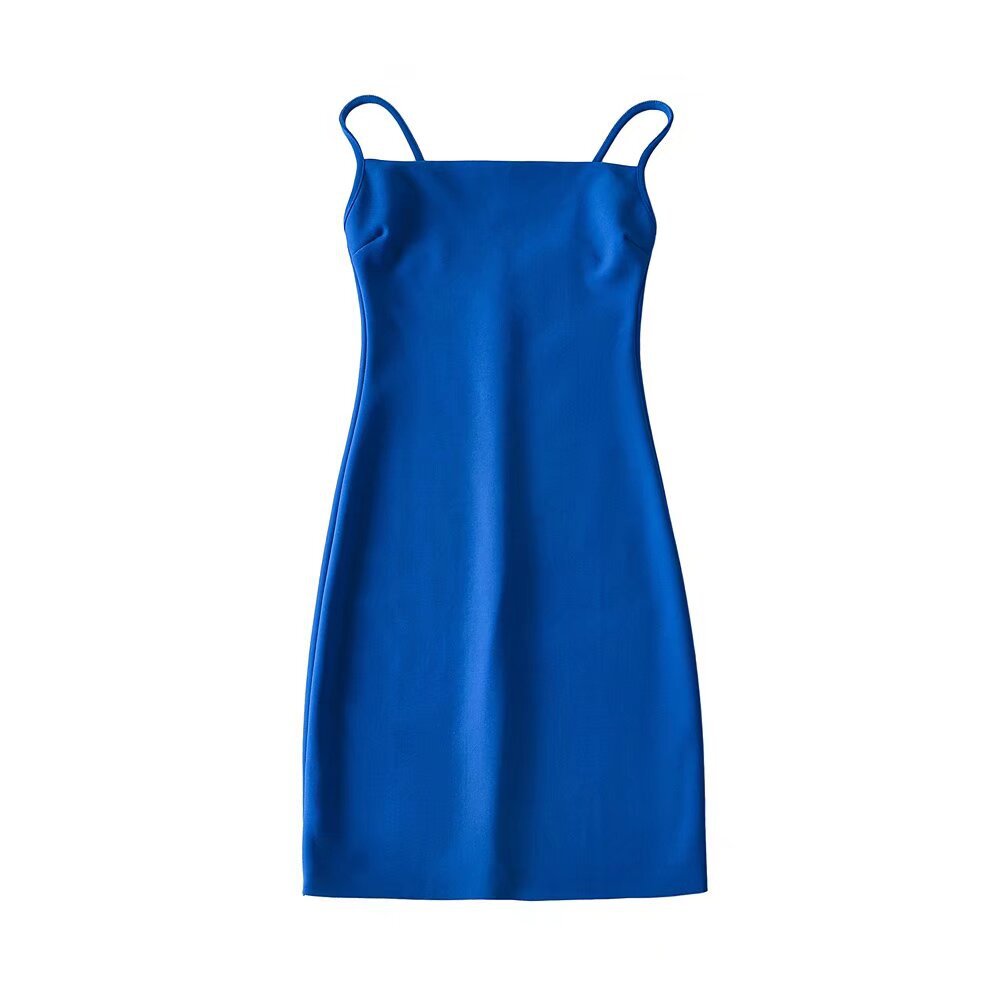 Damen elegantes Spaghettiträger-Kleid Drune