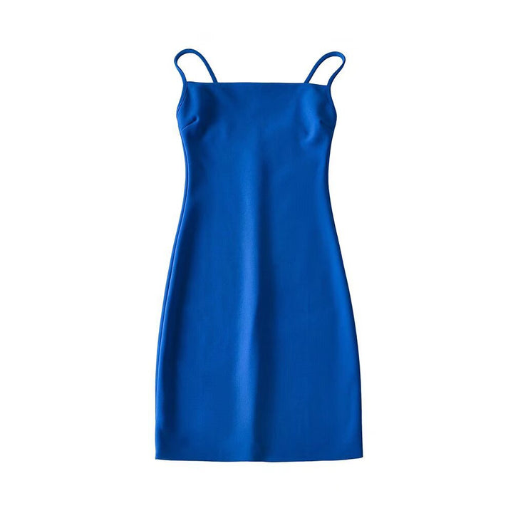 Damen elegantes Spaghettiträger-Kleid Drune