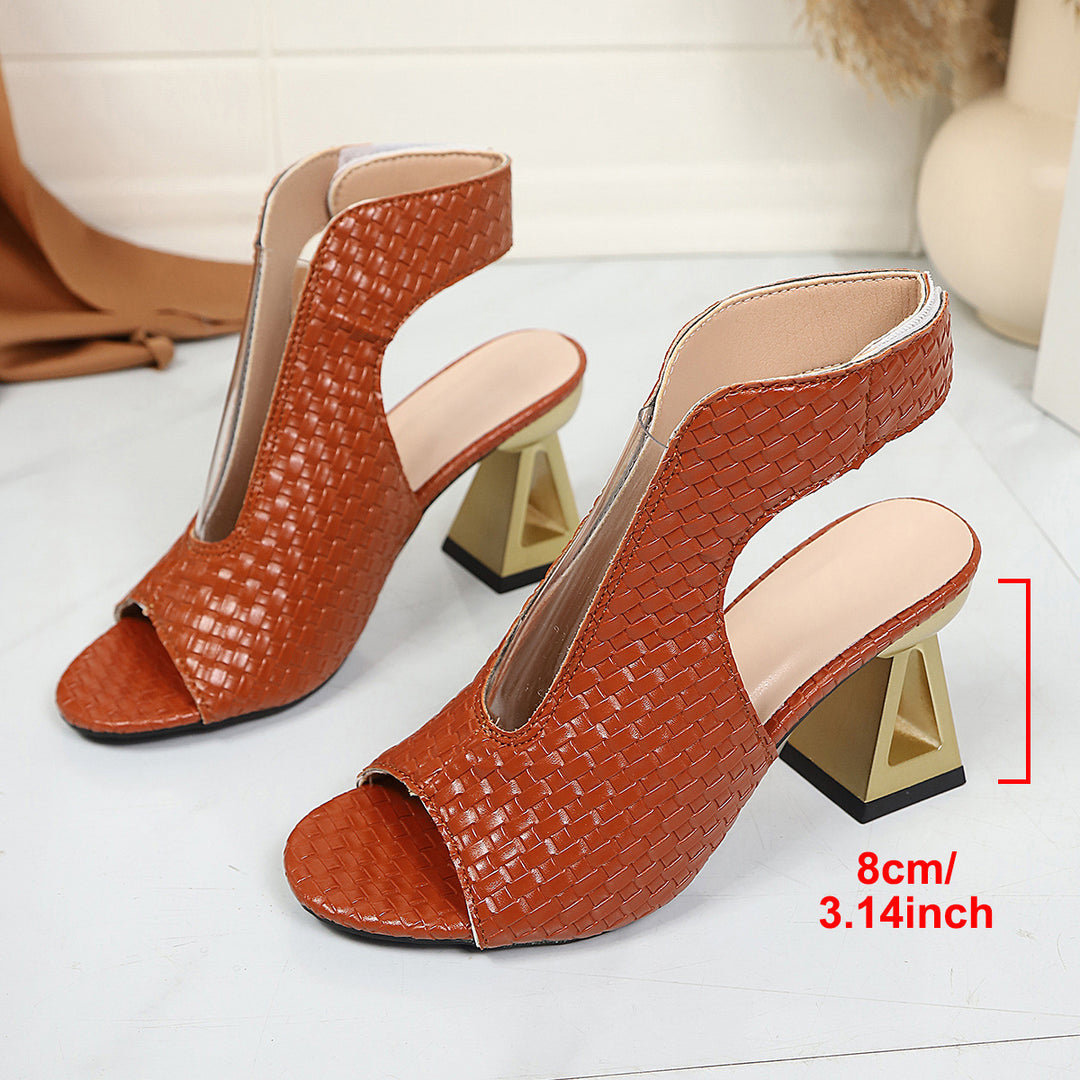 Damen GewDrunete Peeptoe-Sandaletten mit Cut-Outs und skulpturalem Absatz Drune