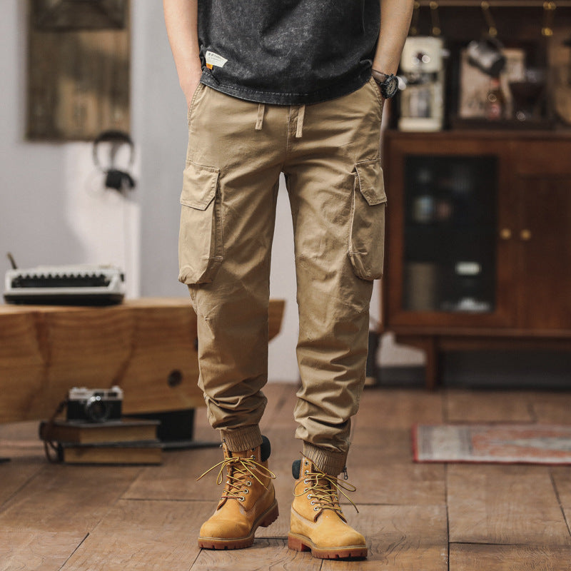Herren Tactical-Style Cargojogger mit Tunnelzugbund, großen Klappentaschen und gerippten Beinabschlüssen Drune