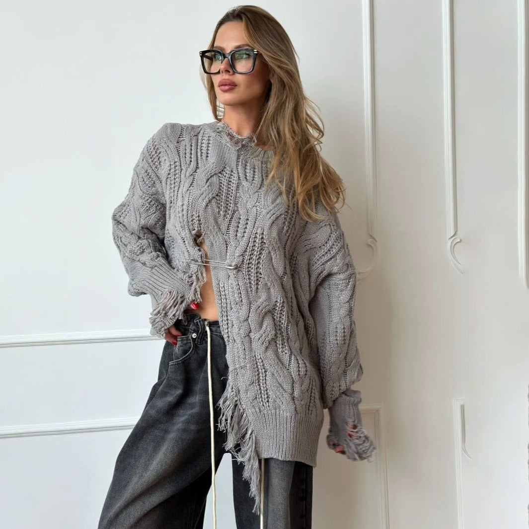 Damen Oversized Strickpullover Drune