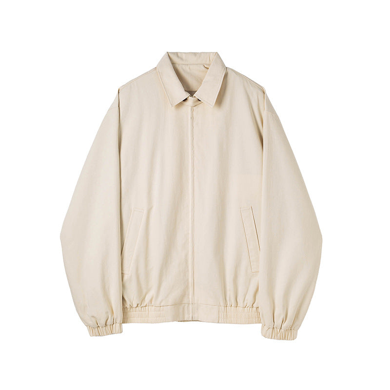 Herren Minimalistische Harrington-Übergangsjacke mit Stehkragen, Kinnschutzriegel und elastischem Saum Drune