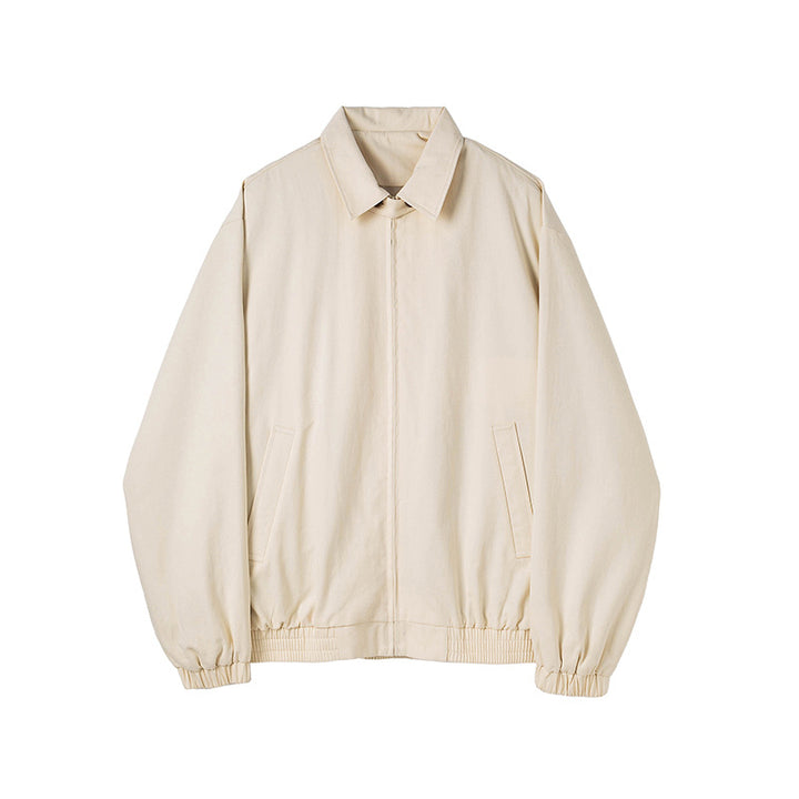 Herren Minimalistische Harrington-Übergangsjacke mit Stehkragen, Kinnschutzriegel und elastischem Saum Drune