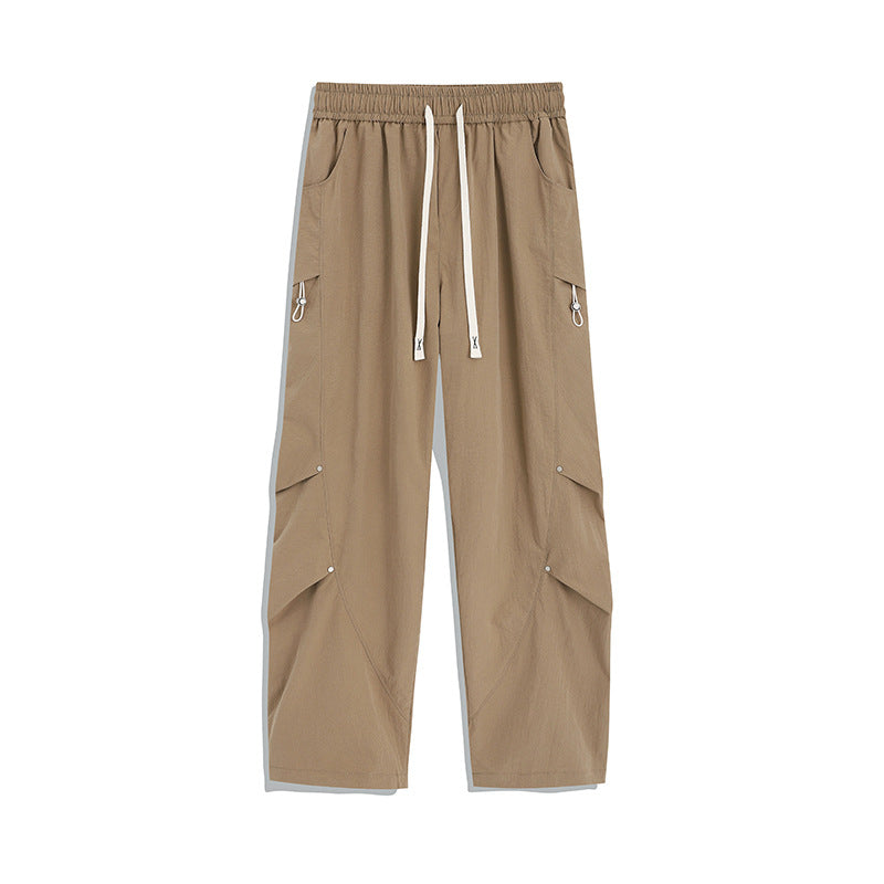 Herren Utility-Cargo-Loungehose mit Tunnelzugbund, Mehrfachtaschen & weitem Bein Drune