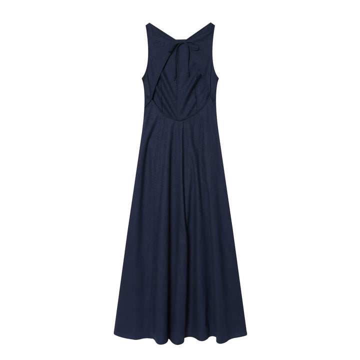 Damen Maxikleid mit elegantem V-Ausschnitt und fließendem Schnitt Drune