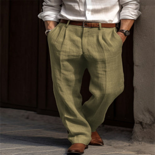 Herren Leinenhose mit weitem Schnitt und Bundfalten Drune