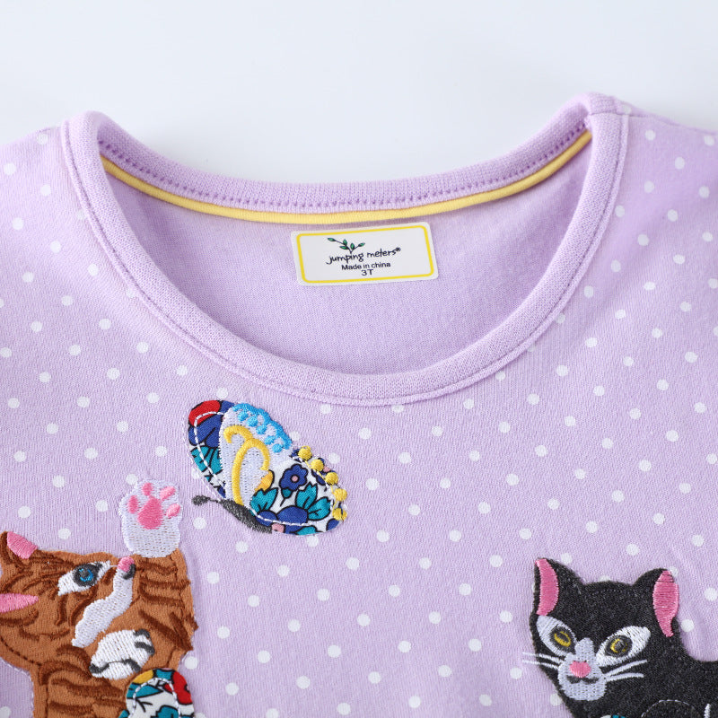 Mädchen Freizeitkleid mit zauberhaften Katzenmotiven Drune