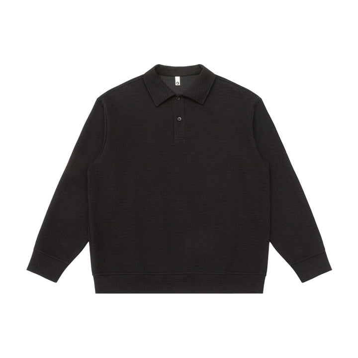 Unisex Waffelstrick-Poloshirt mit Polokragen und Halbknopfleiste Drune