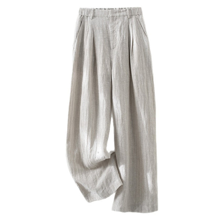 Damen Leichte Leinenhose mit weitem Bein, Bundfalten und elastischem Rückenteil Drune