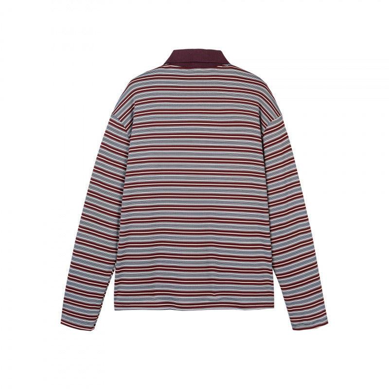 Herren Langarm-Poloshirt mit feinem Streifenmuster und Rippenkragen Drune