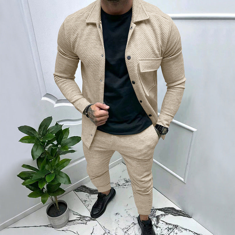 Herren elegantes Freizeitanzug mit modischem Streifenmuster Drune