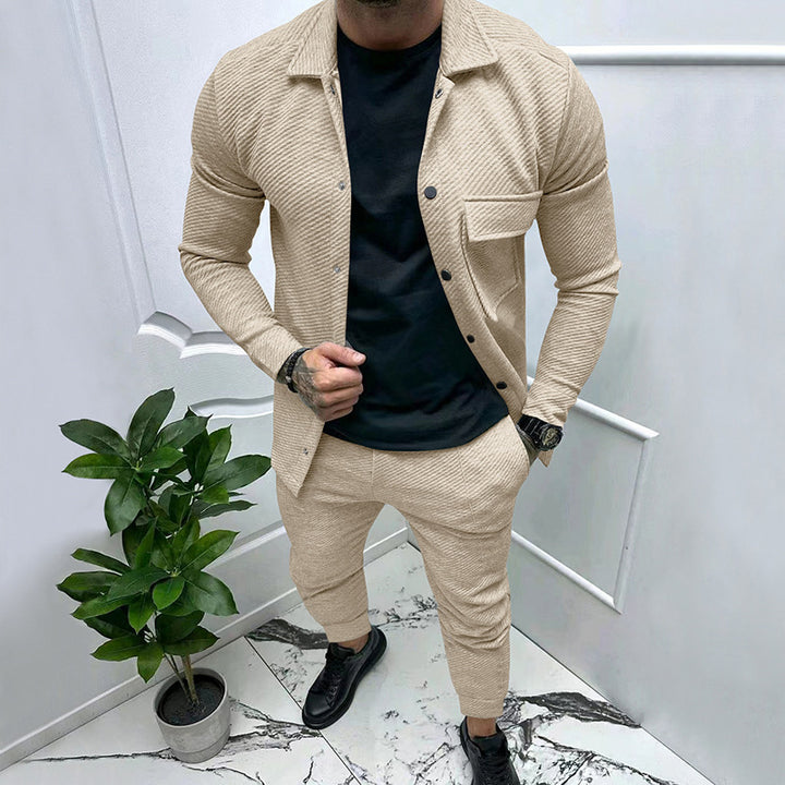 Herren elegantes Freizeitanzug mit modischem Streifenmuster Drune