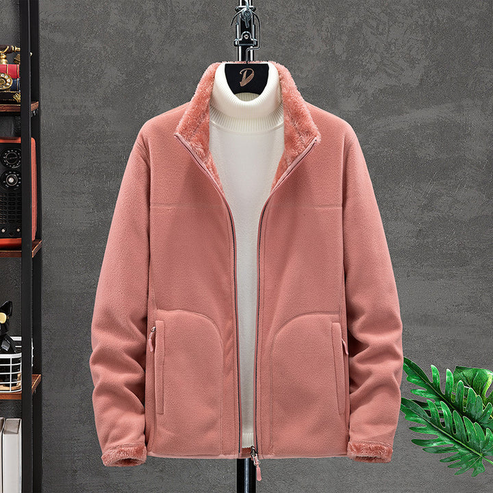 Damen Kuschelige Fleecejacke mit Teddyfutter, Stehkragen und Zwei Reißverschlusstaschen Drune