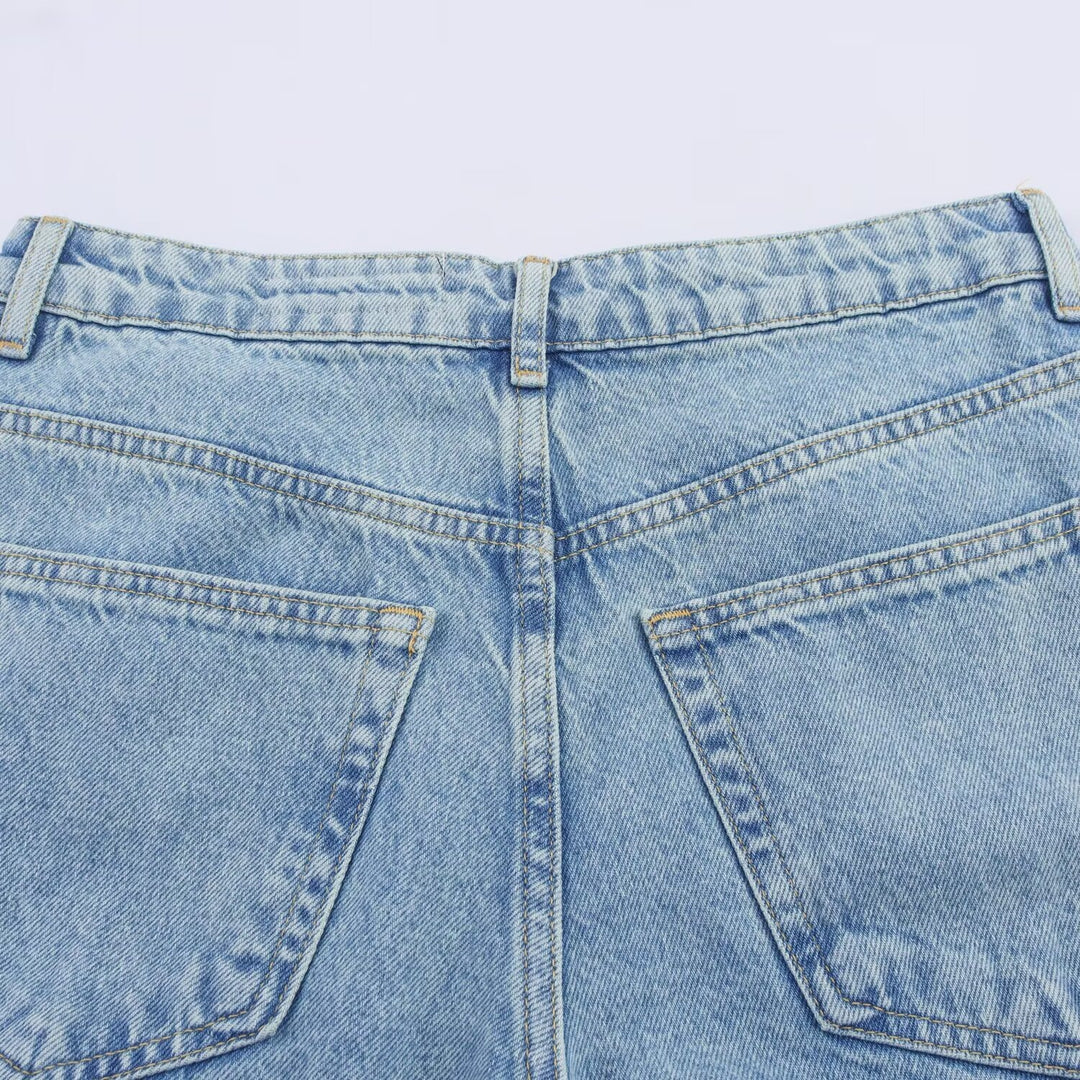 Damen weite Jeans mit floralen Spitzenapplikationen Drune