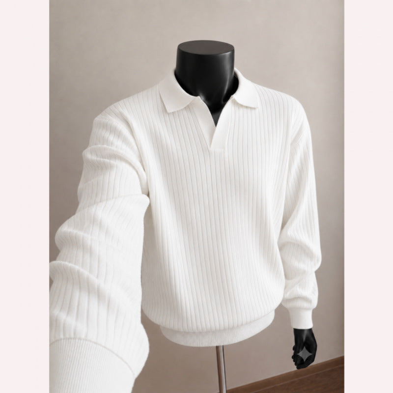 Herren Modischer Strickpullover mit V-Ausschnitt Drune