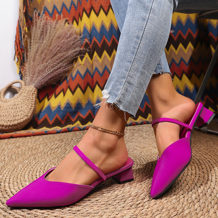 Damen Slingback Spitzen Einlage Ballerinas mit Blockabsatz Drune