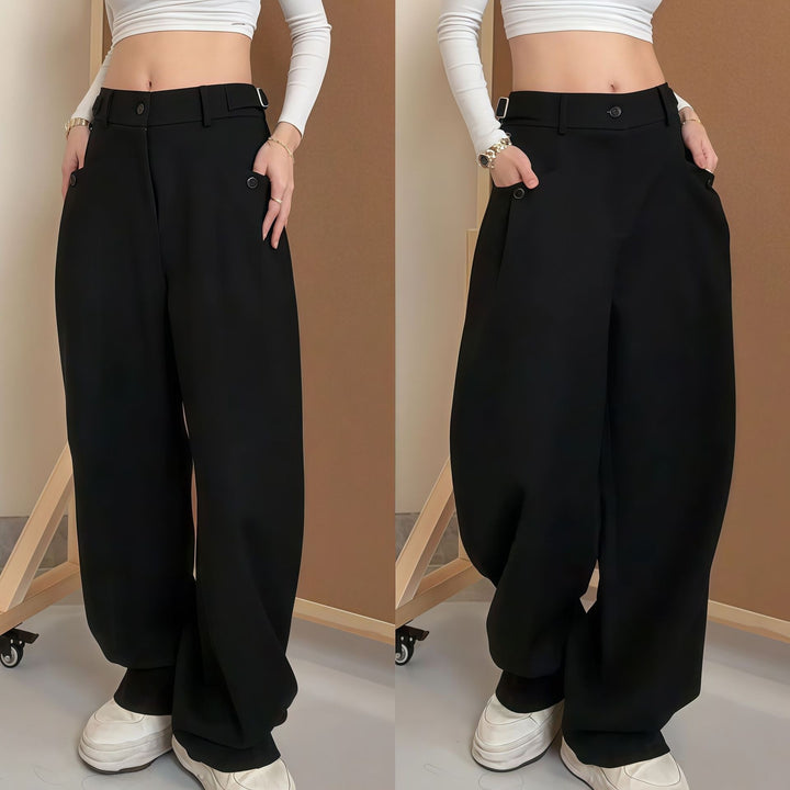 Damen Modische Weitgeschnittene Hochbundhose Drune