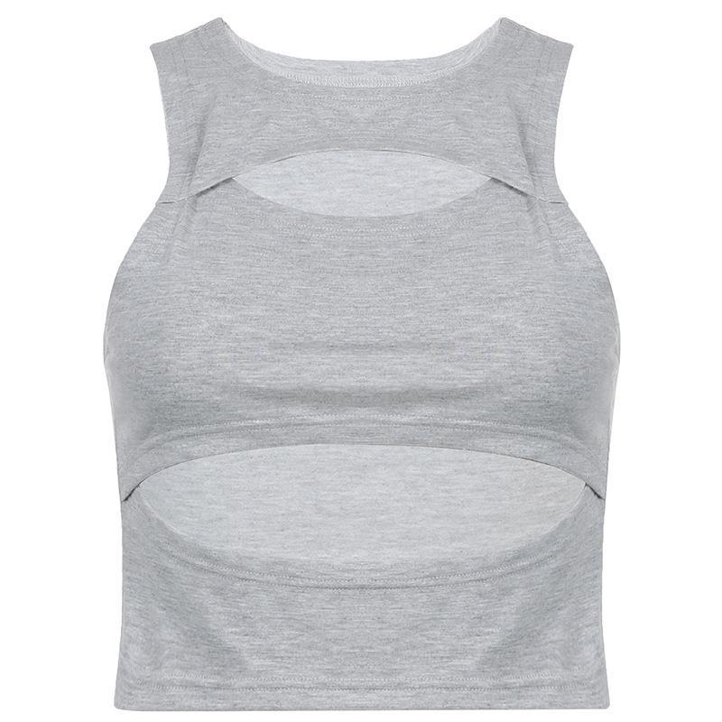 Damen sportliches Crop-Top mit Cut-Out-Design und atmungsaktivem Stoff Drune