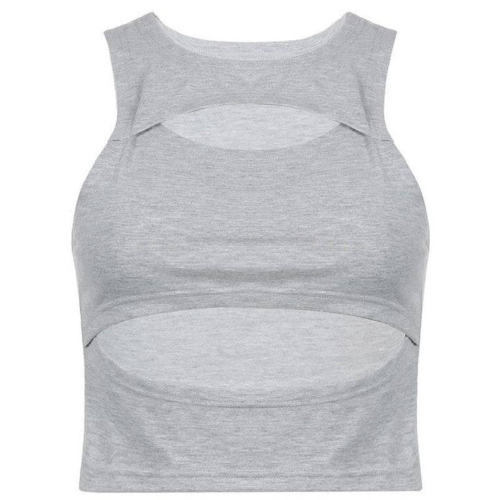 Damen sportliches Crop-Top mit Cut-Out-Design und atmungsaktivem Stoff Drune