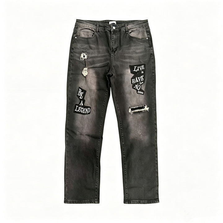 Herren Modische Ripped Jeans mit grafischen Prints Drune
